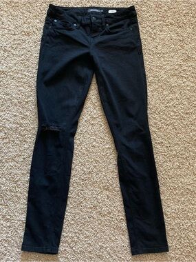 Level 99 Distressed Liza Skinny Jeans Black Denim Size 25 Low Rise
